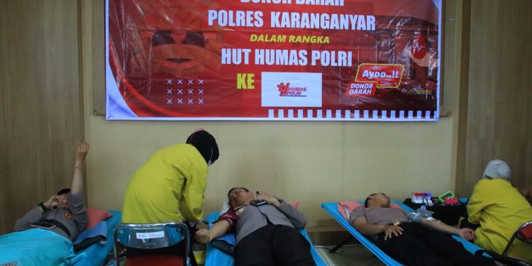 Polres Karanganyar Gelar Donor Darah Serentak Sambut Hari Jadi Humas Polri ke-74